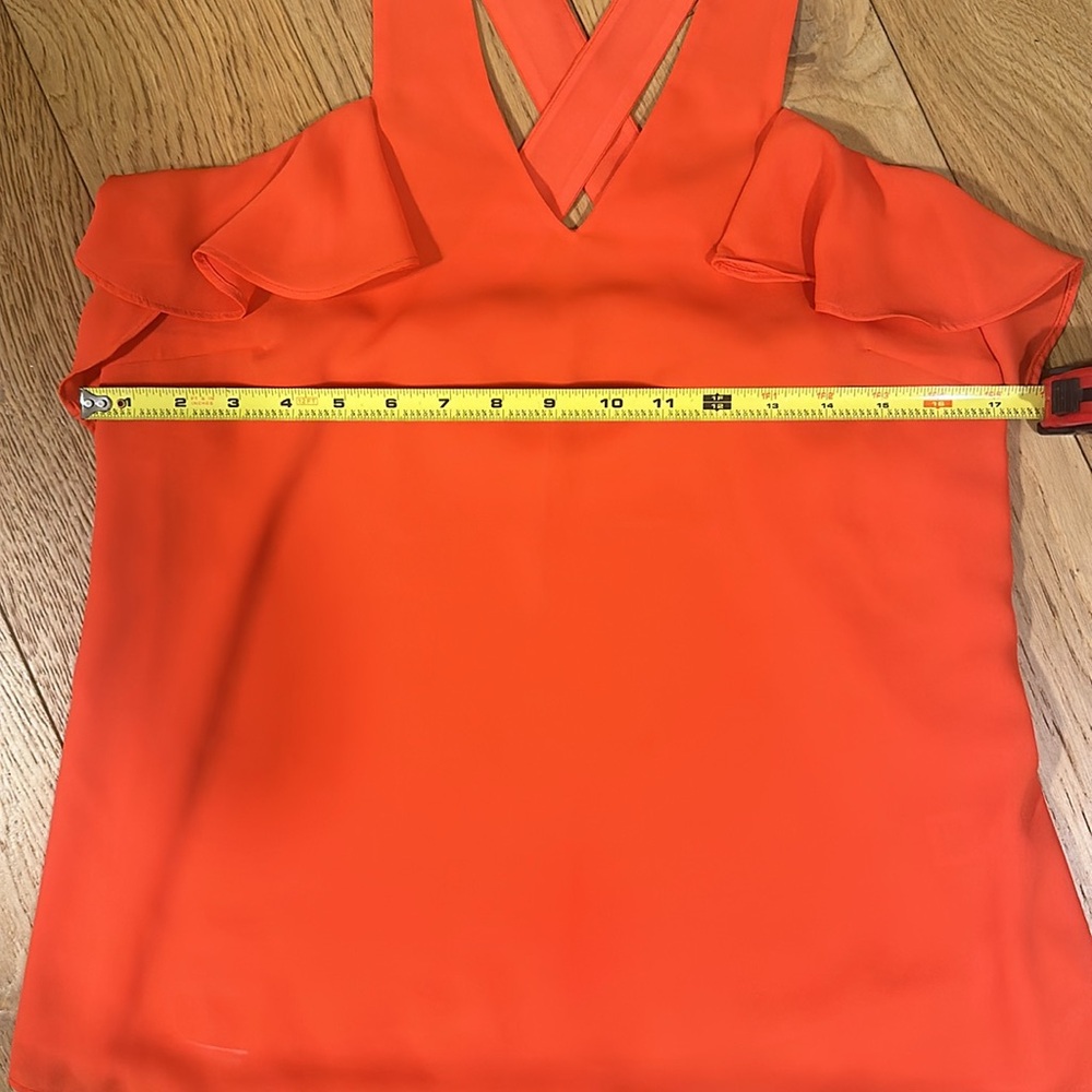 Crosby by Mollie Burch Orange Ruffle Tank Top Open Back Medium - Picture 5 of 10